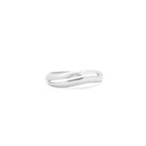 Silver ring on a white background, close-up front view