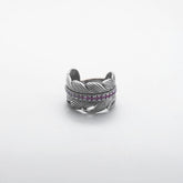 Silver Feather Carved Ring