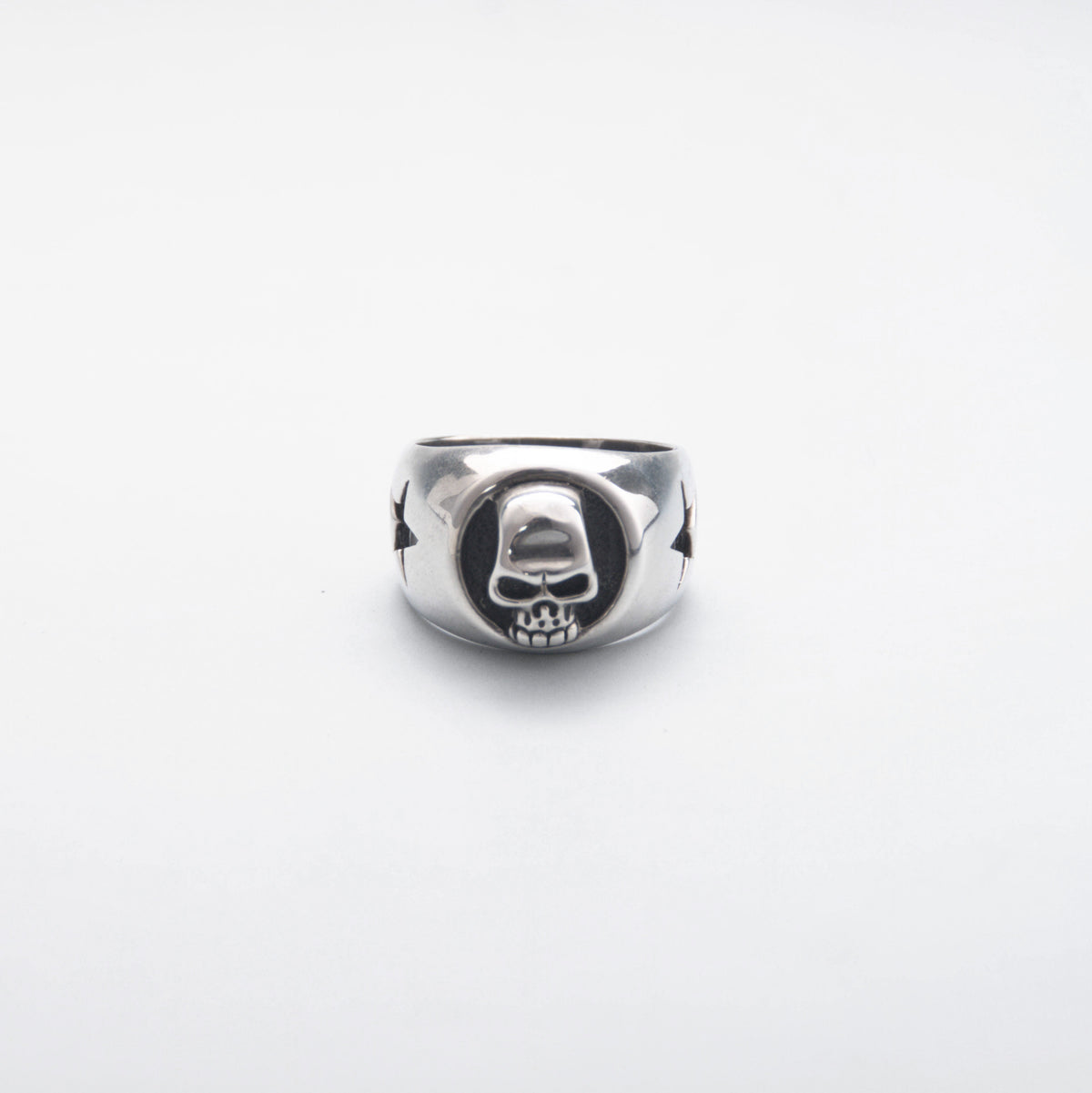 Silver Skull Star Ring