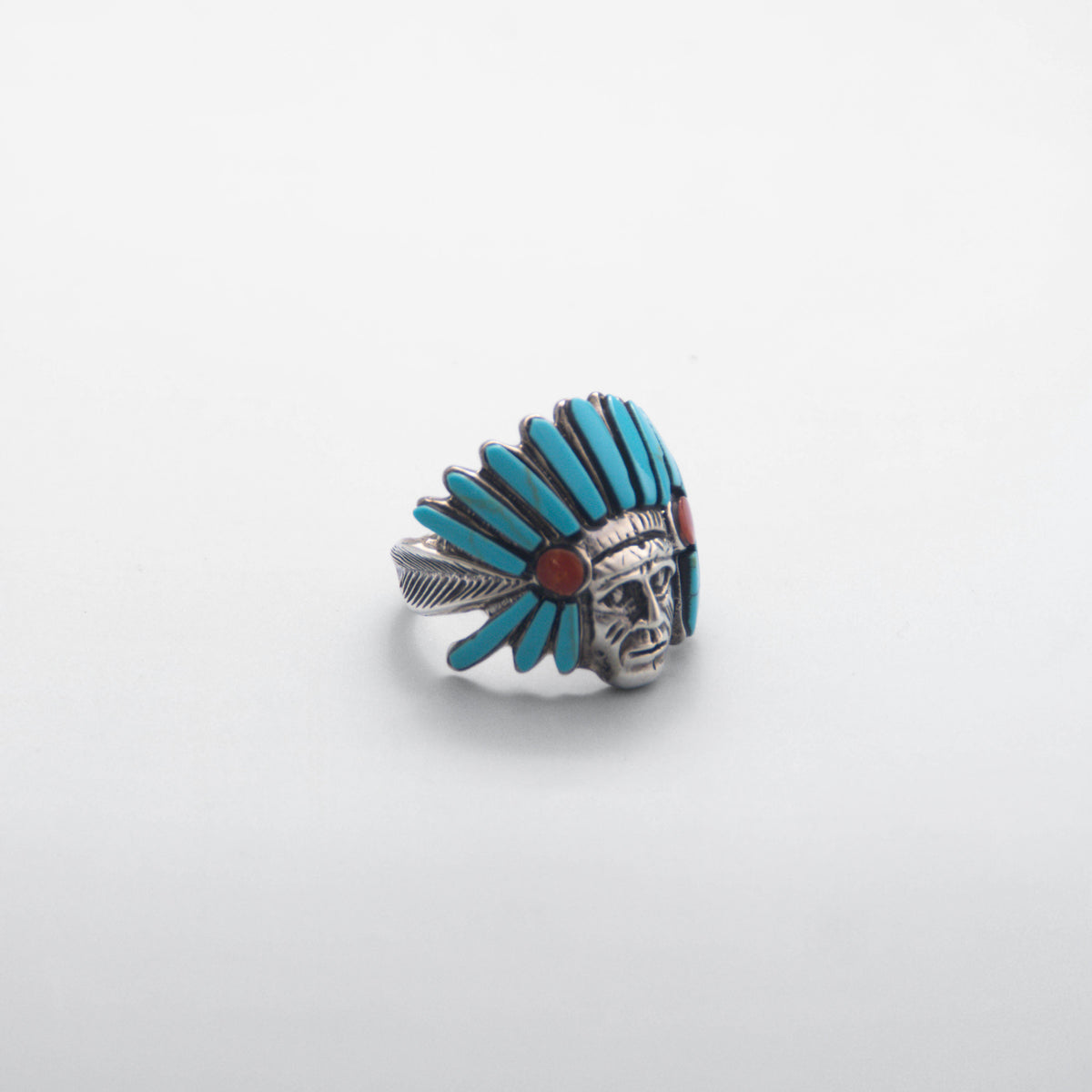 Silver Feather Turquoise Ring