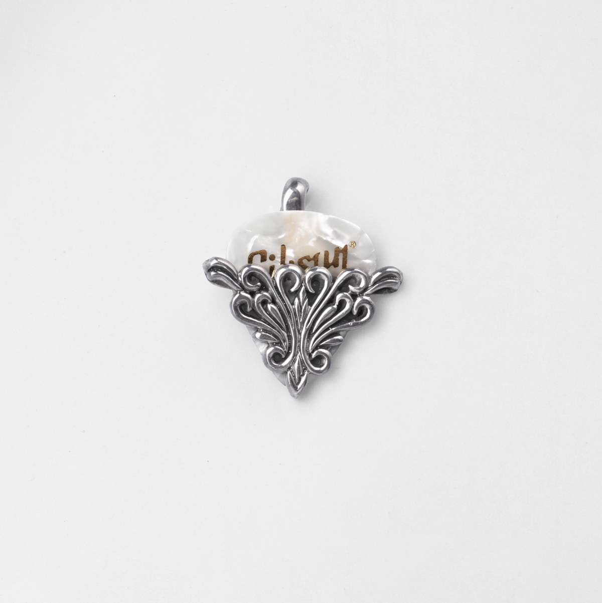 Silver Guitar Pick Holder Pendant